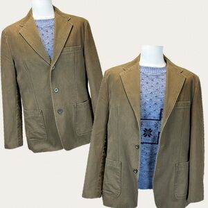 VINTAGE‎ 100% cotton duck men’s blazer sports jacket coat St. John’s bay neutral